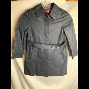 Boutique Cacharel Girls Trench Coat Navy Blue Cotton Size 6 / 7 Made In France